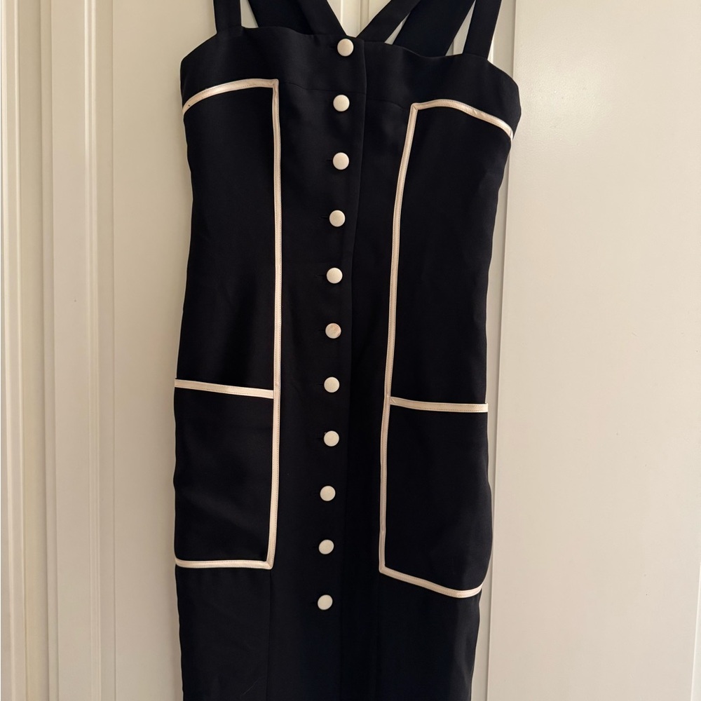 Elegant Nouritano Karess-Paris Black Dress with White Accents